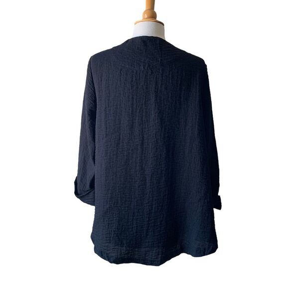 Lulu B Black Lagenlook Swing Jacket Blazer with Asymmetrical Hem - Large - Picture 7 of 9